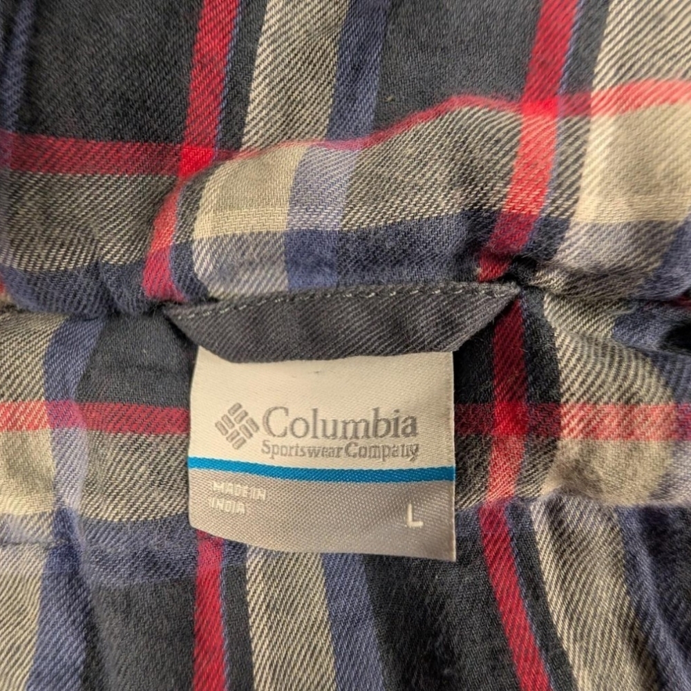 Columbia navy blue vest hood and plaid lining waist cinch size L Outdoor Camping - Picture 6 of 7